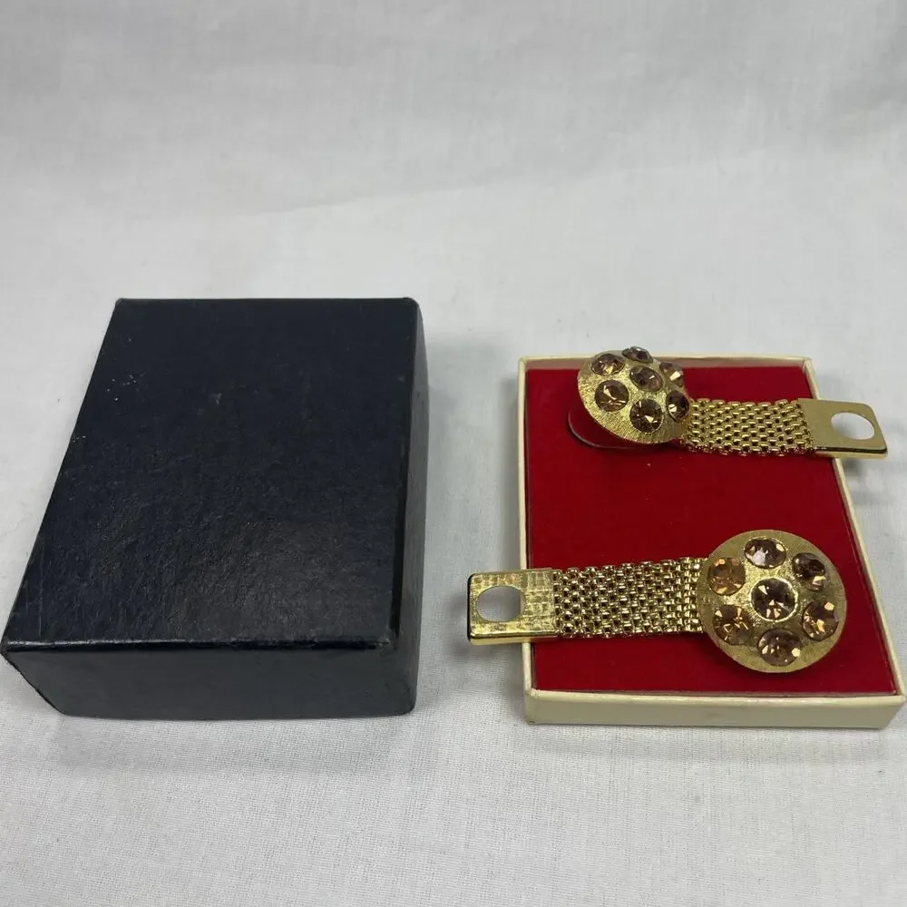 Men’s amber stone gold wrap around cuff links Celebrity NY.